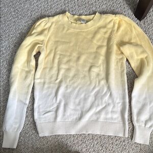 LOFT Yellow and White Crew Neck Sweater